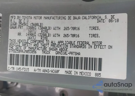 2018 Toyota Tacoma Trd Off Road z USA, uszkodzony, nr VIN 3TMDZ5BN9JM053856